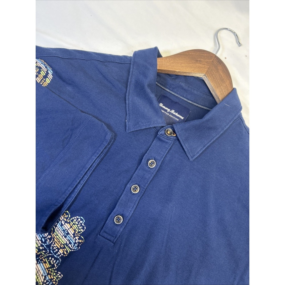 Tommy Bahama Limited Edition Polo Shirt Floral Blue Men's‎ Large Cotton Blend